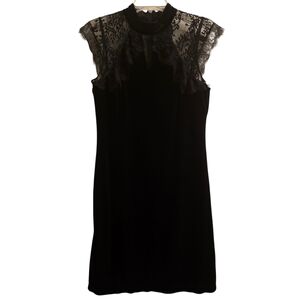 White House Black Market Elegant Black Velvet And Lace Dress